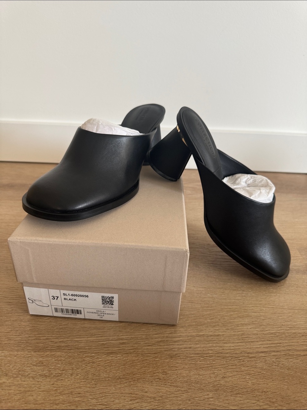 Charles & Keith collection Black Leather Mule Heels